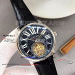 Perfect Replica Cartier Rotonde De Tourbillon Watch Black Face